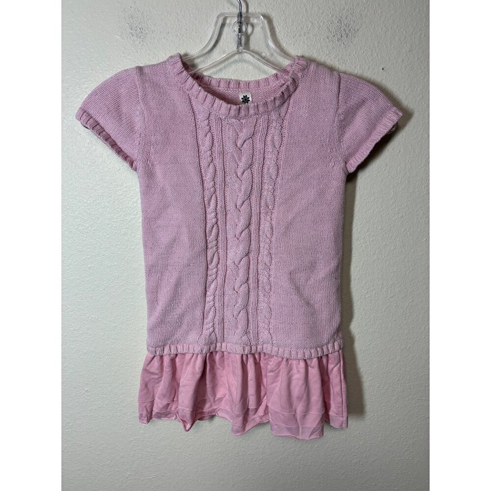 Cherokee Sweater Dress Sparkle Short Sleeve Knit Retro Y2K Pink Size 5T Girls